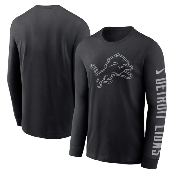 Men's Detroit Lions Black Long Sleeve T-Shirt